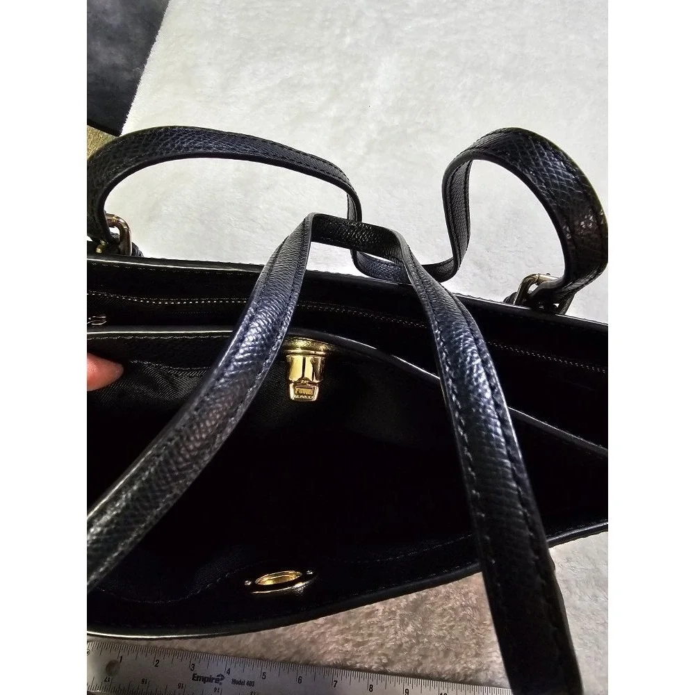 COACH Turnlock Large Tote Black Crossgrain Leather/ Gold Hardware Laptop WorkBag